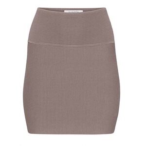 Babaton Aritzia Sculpt Knit Mini Skirt Medium Taupe Mauve High Waist Ribbed